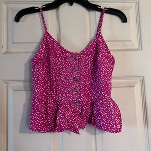Pink w/white dots crop top